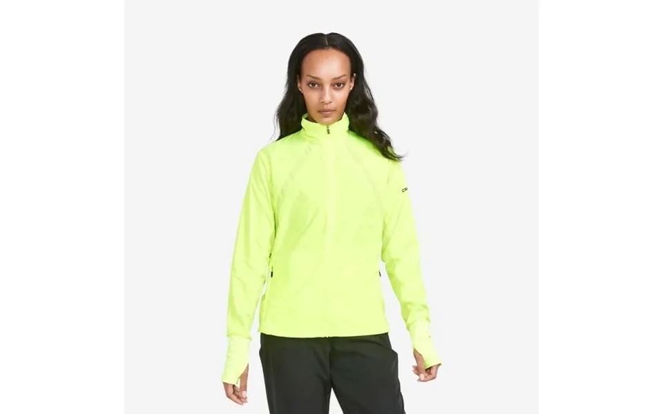 Craft Adv Essence Wind Jacket For Women - Lightweight Running Jacket In Flumino Yellow