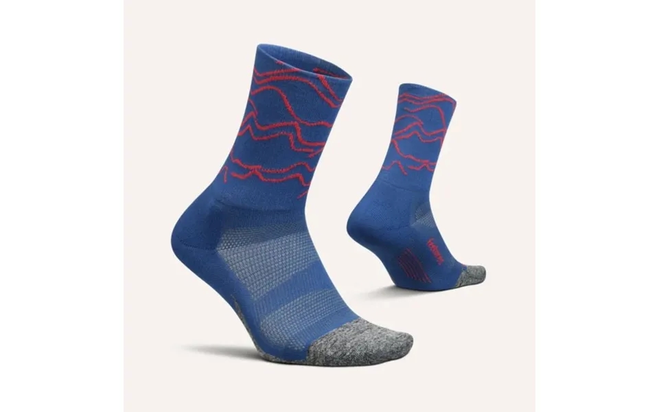 Feetures Elite Ultra Light Mini Crew Socks In Rouge Blue - Perfect For Runners Seeking Comfort