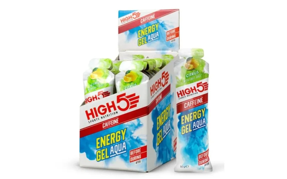 High5 Energy Gel Aqua With Caffeine - Citrus Flavour, Box Of 20 For Endurance Runners
