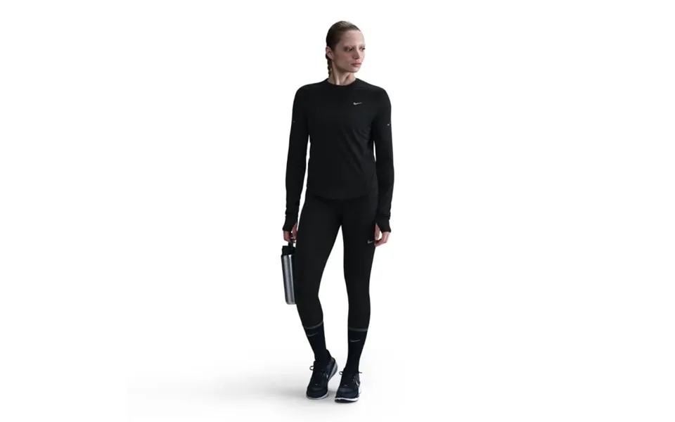 Nike Dri-fit Swift Uv Crew Long Sleeve Top For Women - Black Reflective Silver Running Shirt