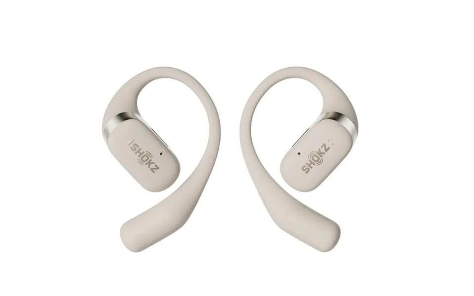 Shokz Openfit Beige Headphones For Comfortable Running And Outdoor Activities