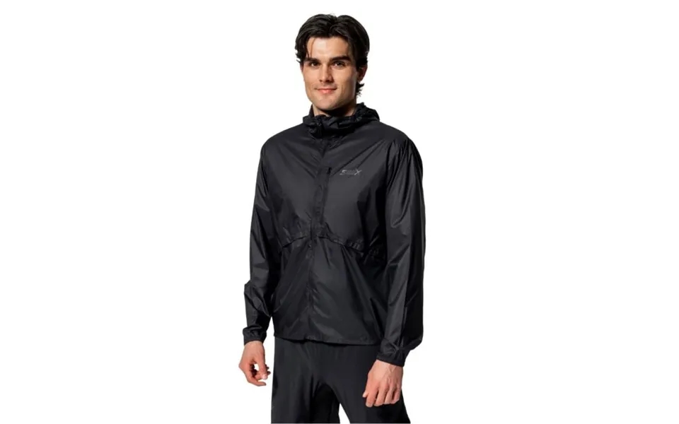 Swix Pace Wind Light Hooded Jacket M - Lightweight & Breathable Running Jacket For Windy Weather, Black