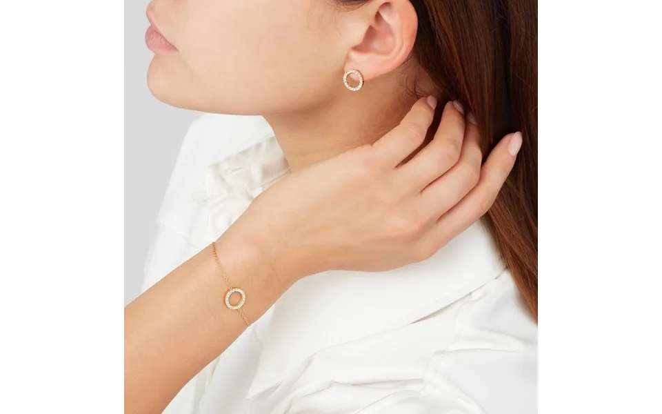 Sekonda Gold Stone Set Circle Bracelet & Earring Set