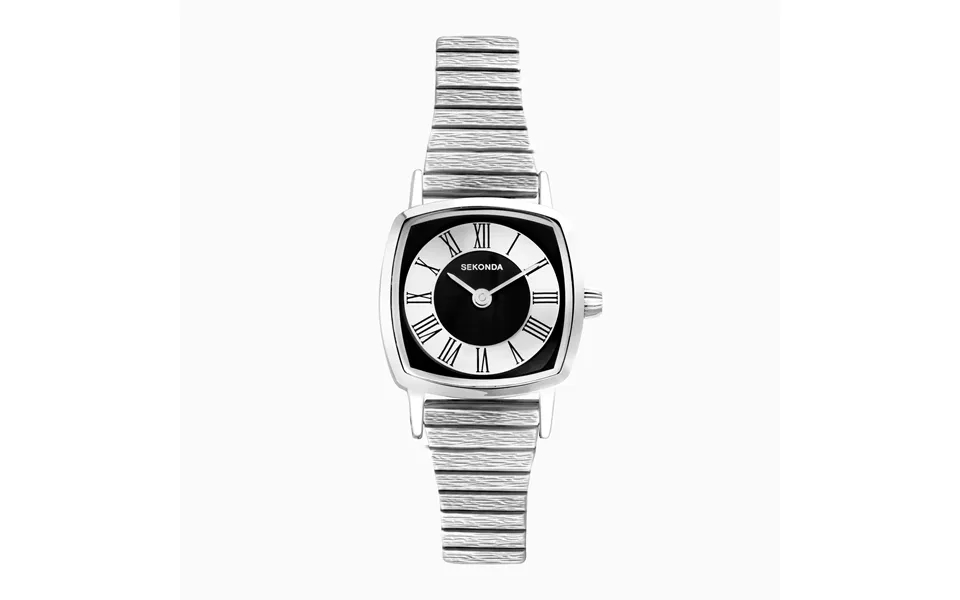 Sekonda Sekonda 1970s Ladies Watch Silver Case & Bracelet With Black Dial 40359
