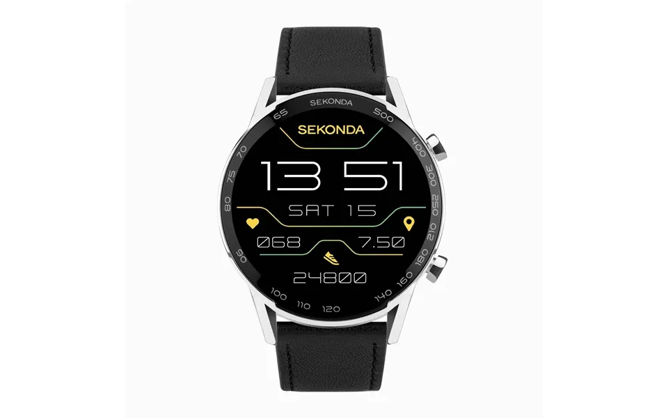 Sekonda Sekonda Active Plus Smart Watch Silver Alloy Case & Black Leather Strap 30178
