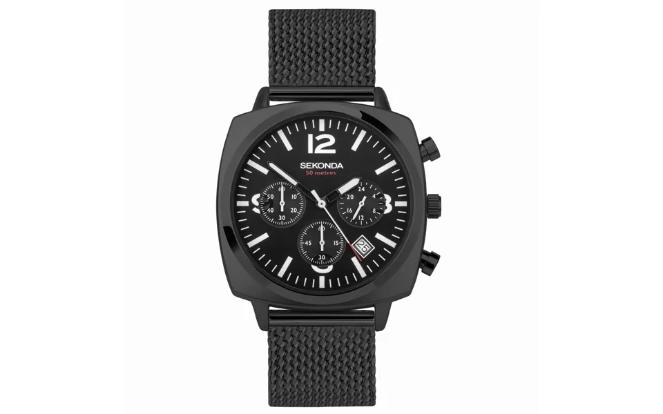 Sekonda Sekonda Airborne Men's Chronograph Watch Black Alloy Case & Stainless Steel Mesh Bracelet With Black Dial 30102
