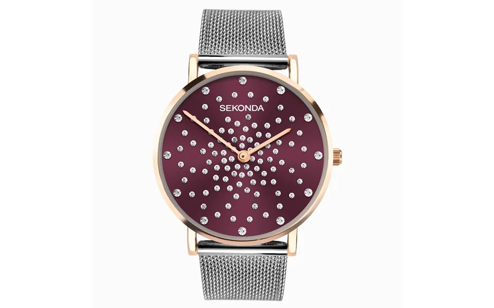 Sekonda Sekonda Celeste Ladies Watch Silver Case & Stainless Steel Mesh Bracelet With Red Dial 40500