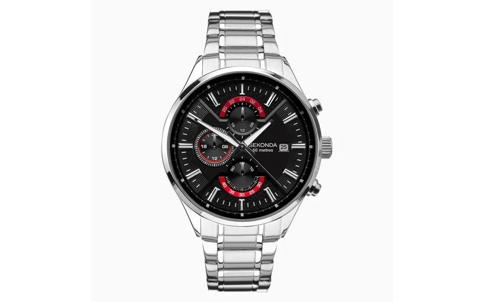 Sekonda Sekonda Men's Watch Silver Case & Stainless Steel Bracelet With Black Dial 1697