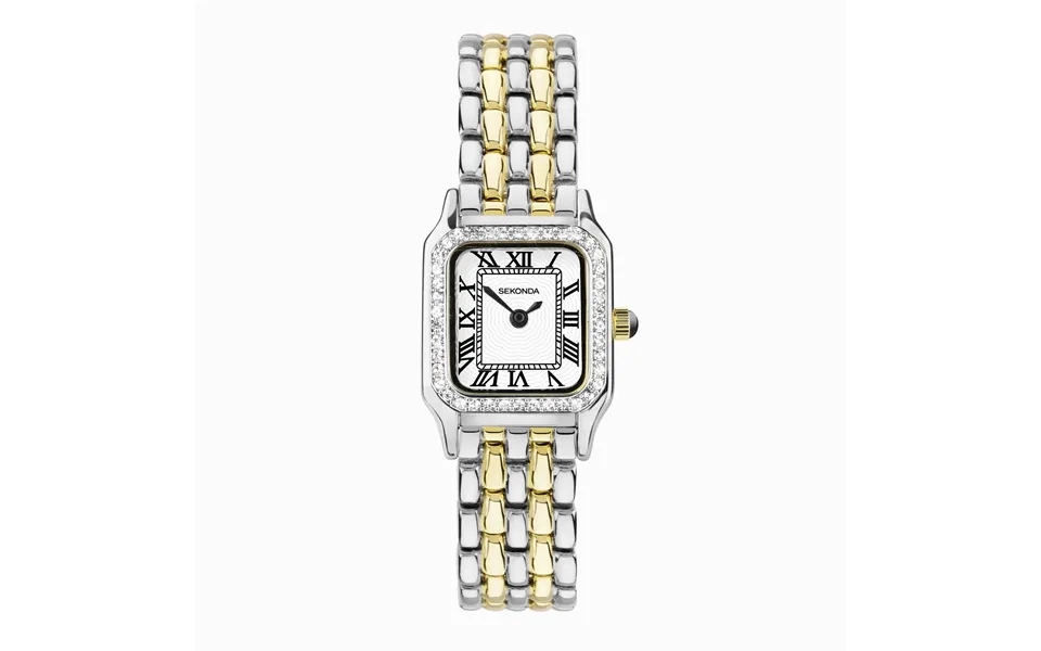 Sekonda Sekonda Monica Ladies Watch Two Tone Alloy Case & Bracelet With Stone Set Bezel & White Dial 40640
