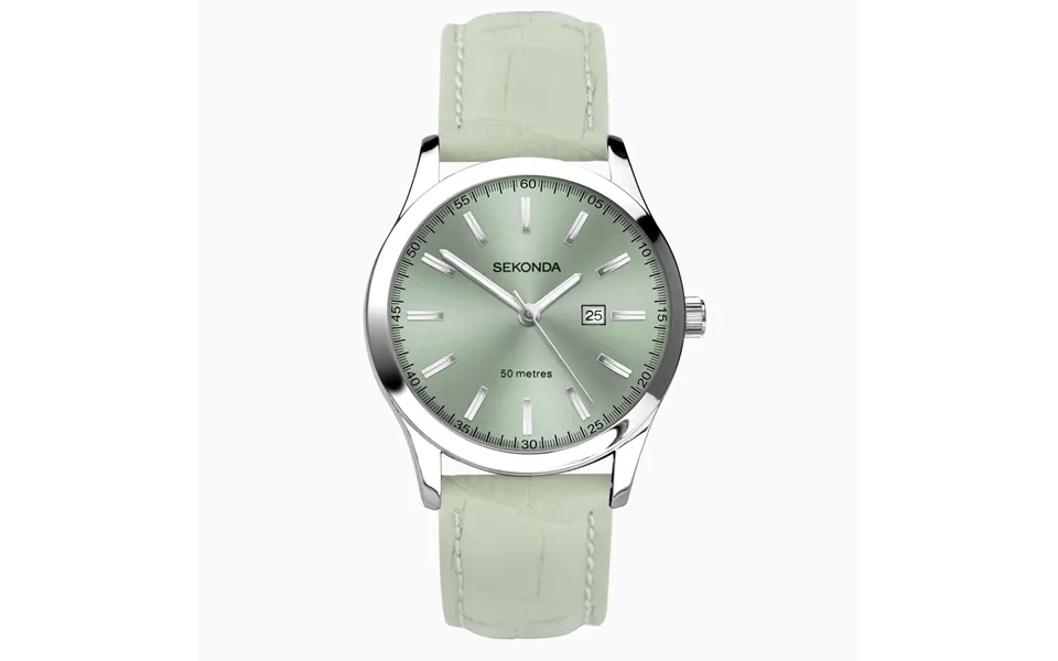 Sekonda Sekonda Taylor Ladies Watch Silver Alloy Case & Green Leather Strap With Green Dial 40549