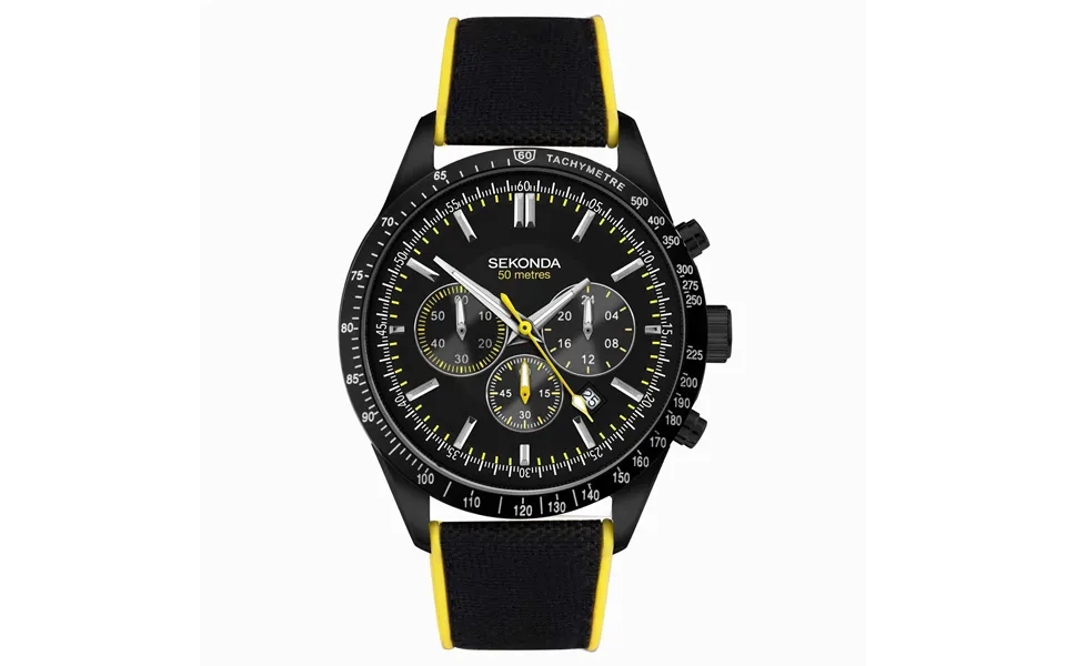 Sekonda Sekonda Velocity Chronograph Men's Watch Black Stainless Steel Case & Black Canvas Strap With Black Dial 30018