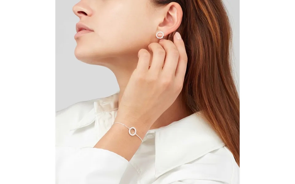 Sekonda Silver Stone Set Circle Bracelet & Earring Set