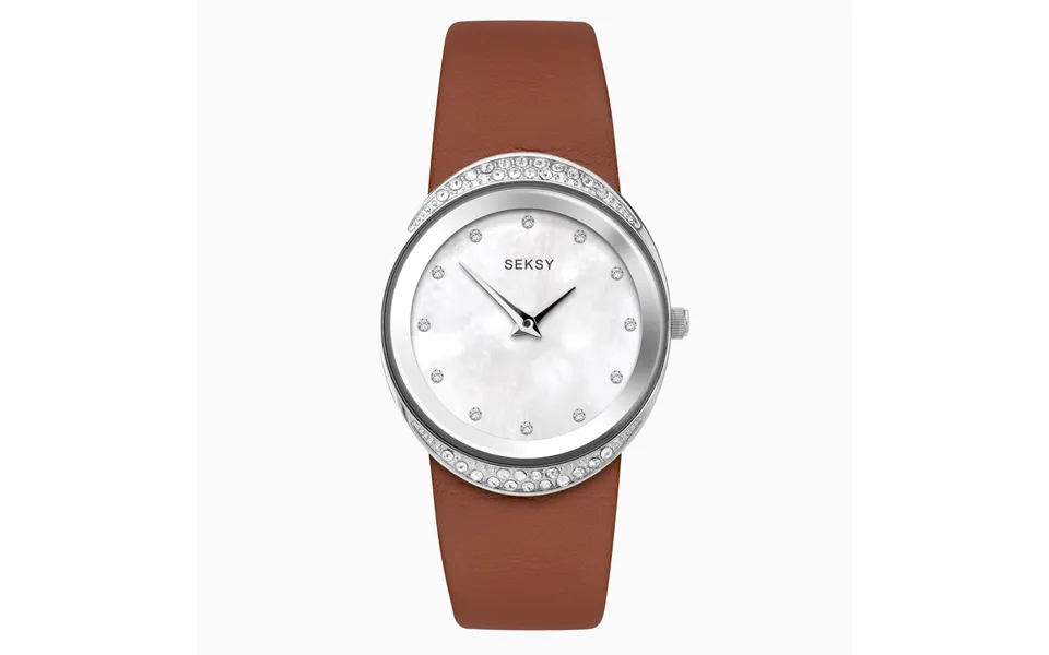 Seksy Seksy Ladies Watch Silver Case & Leather Strap With White Dial 2920