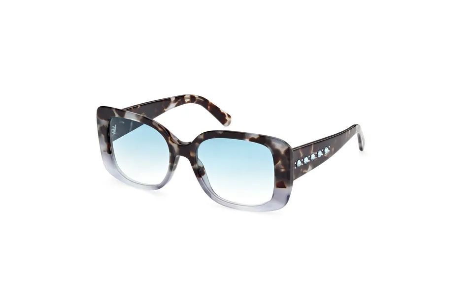 Swarovski Woman Sk0373 52w Outlet Sunglasses Acetate Havana Blue Squared Normal Shaded