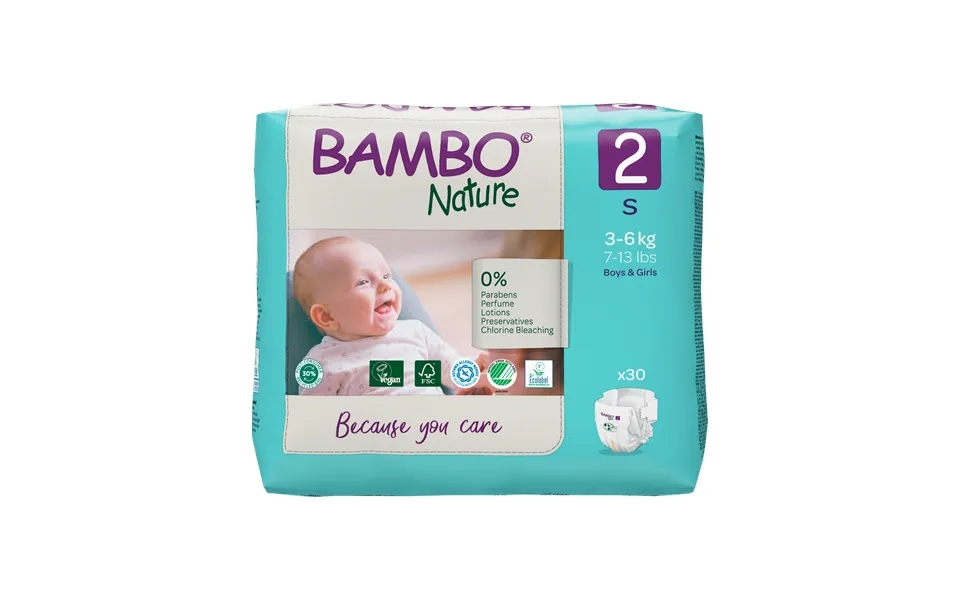 Bambo Nature Eco Nappies - Size 2 7-13lbs 3-6kg , Abena, , Baby Nappies