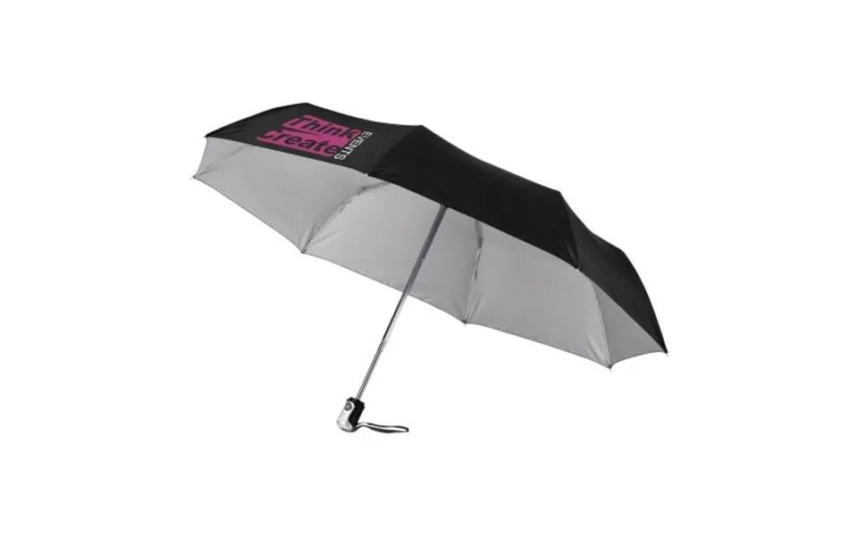 Promotional Alex 21.5 Foldable Auto Open Close Umbrella Solid Black-silver Branded With Your Logo