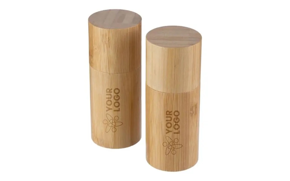 Promotional Bamboo Spice Mill Set Christine Brown Branded With Your Logo