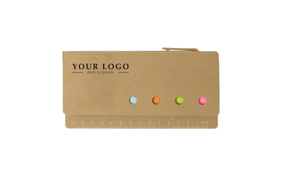 Promotional Cardboard Memo Holder With Ruler Riva Brown Branded With Your Logo