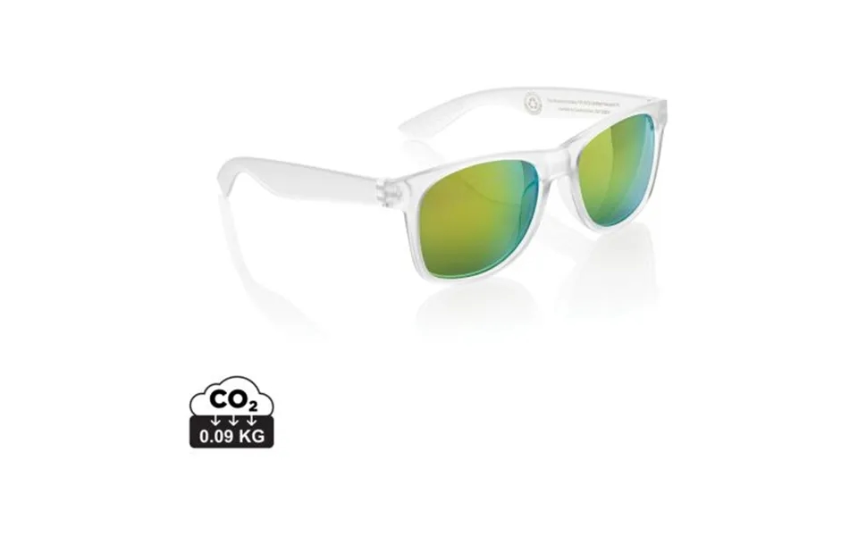 Promotional Gleam Rcs Recycled Pc Mirror Lens Sunglasses White Branded With Your Logo