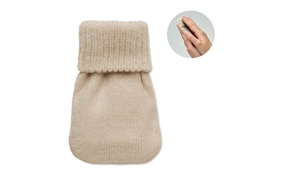 Promotional Hand Warmer Knitted Polyester Beige Branded With Your Logo