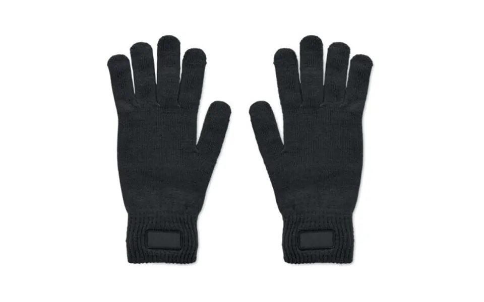 Promotional Knitted Gloves In Rpet Black Branded With Your Logo