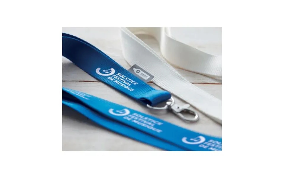 Promotional Lanyard In Rpet 20 Mm Blue Branded With Your Logo