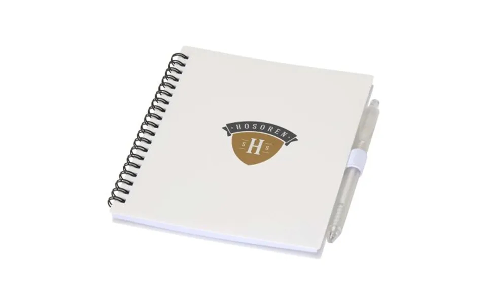 Promotional Niove Recycled Plastic Soft Cover Notebook And Ballpoint Pen Set Blue Ink White Branded With Your Logo