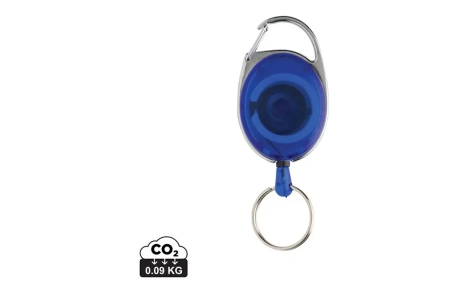 Promotional Rcs Recycled Abs Roller Clip Keychain Blue Branded With Your Logo