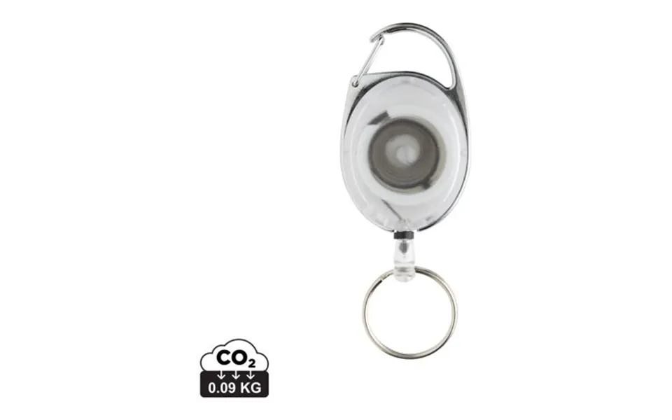 Promotional Rcs Recycled Abs Roller Clip Keychain White Branded With Your Logo
