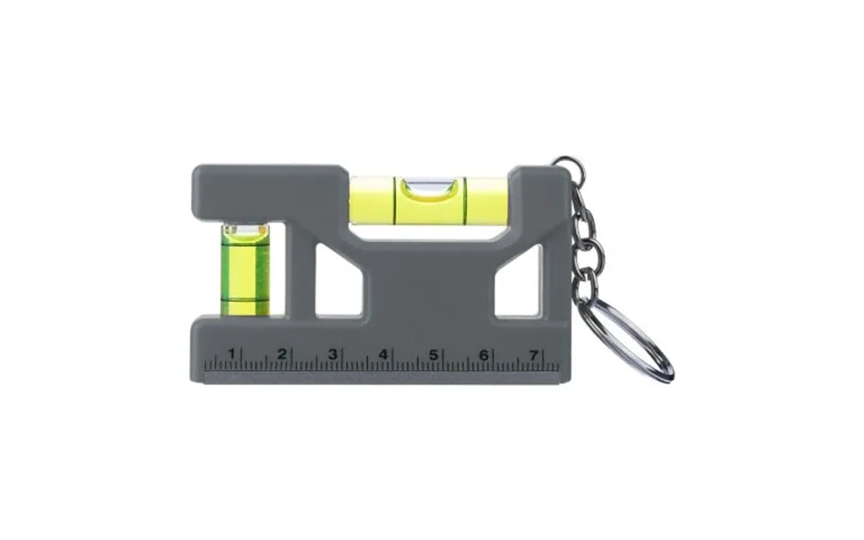 Promotional Recycled Abs Spirit Level Keychain Indira Grey Branded With Your Logo