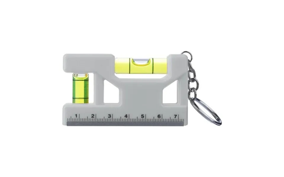 Promotional Recycled Abs Spirit Level Keychain Indira White Branded With Your Logo