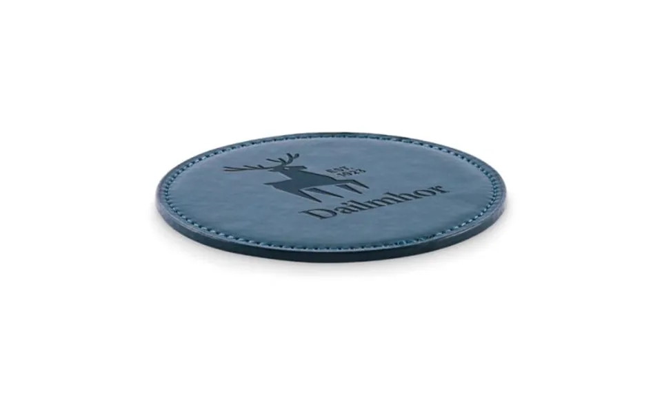 Promotional Round Coaster In Pu Navy Blue Branded With Your Logo