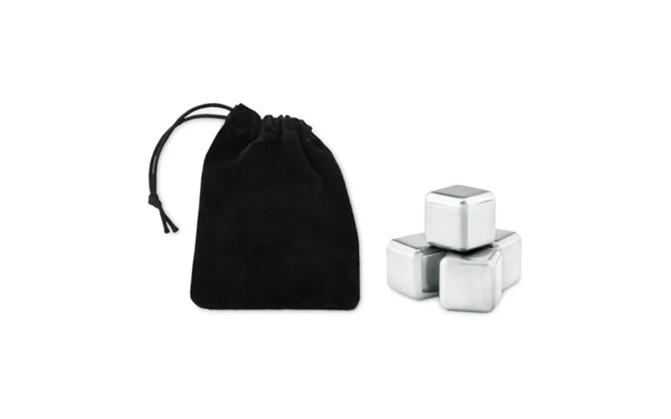 Promotional Set Of 4 Ss Ice Cubes In Pouch Black Branded With Your Logo