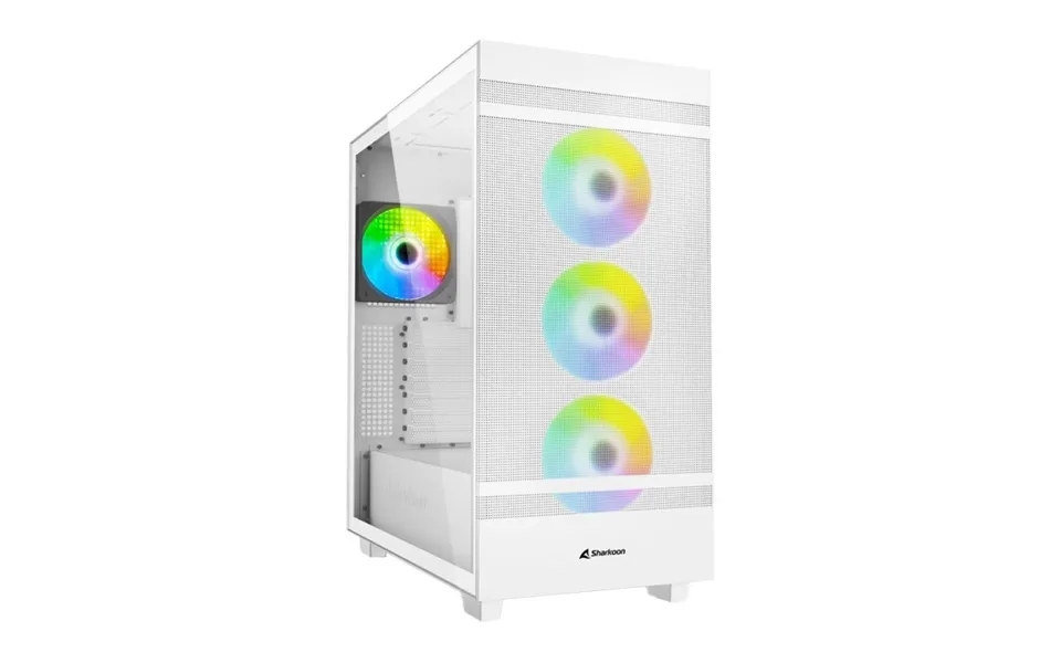 Sharkoon Rebel C50 Rgb White Atx Mid Tower Metal Pc Gaming Case