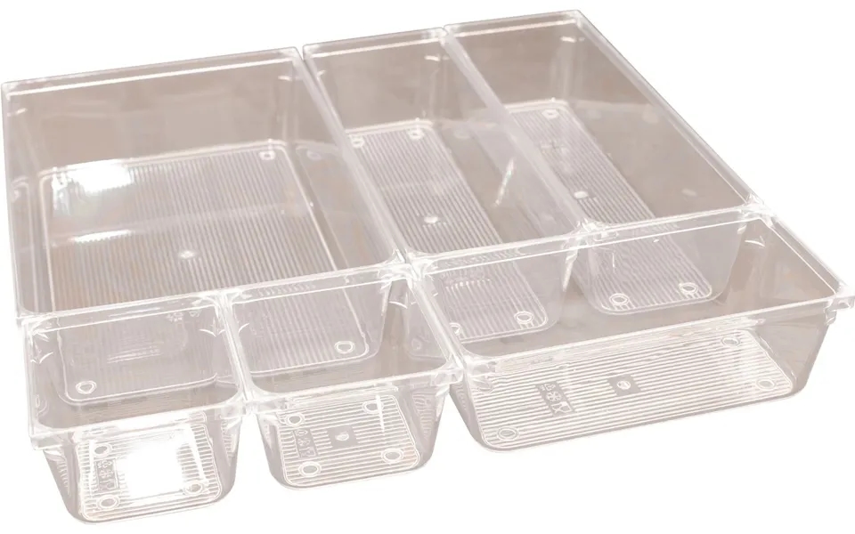 6 Pcs Draw Organiser Box Desk Drawer Fridge Trays Makeup Storage Plastic Divider