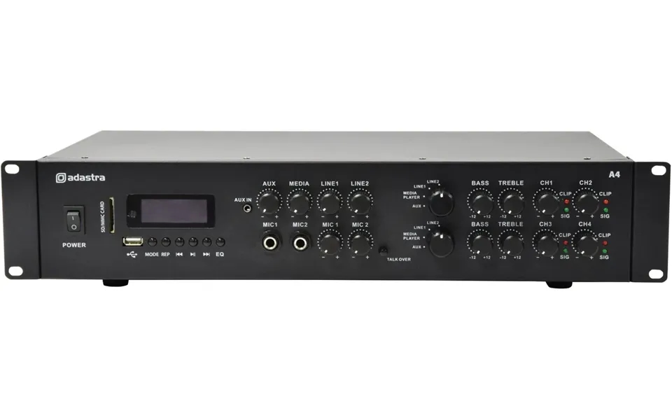 Adastra A4 Dual Zone 4x 200w Pa Amplifier With Bluetooth Usb Sd Fm Mp3 Aux Rca