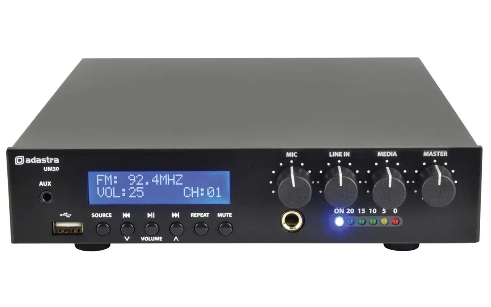 Adastra Um30 Compact Mixer Amp 30w Mini Digital Class D Amplifier Usb Fm Bluetooth
