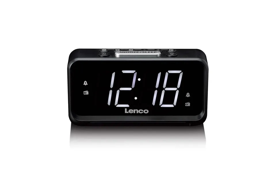 Lenco Fm Alarm Clock Radio With Night Light Black