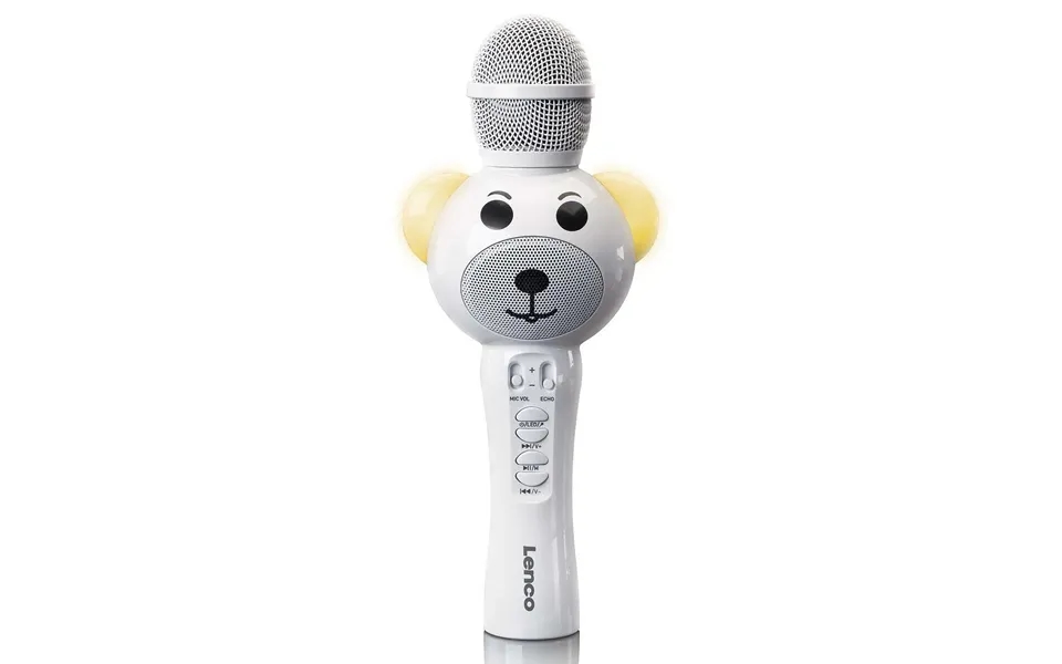 Lenco Karaoke Microphone With Bluetooth Sd Slot Lights Aux Out White Bmc-060wh