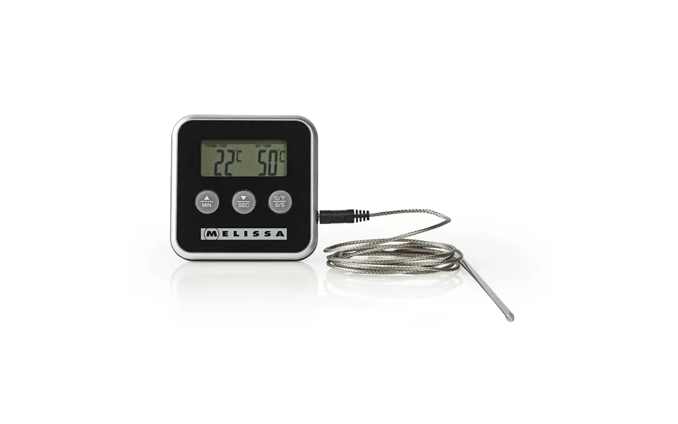 Melissa Meat Thermometer Alarm Timer Lcd Display 0 - 250 C Black Silver