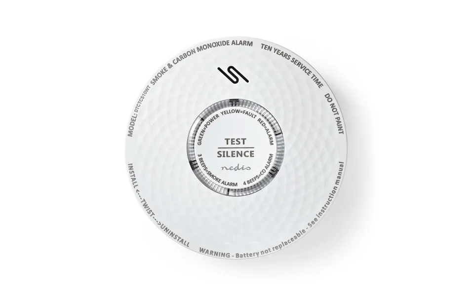 Nedis Smoke & Carbon Monoxide Alarm Battery Powered Battery Life Up To 10 Year En 14604 With Test Button 85 Db Abs White