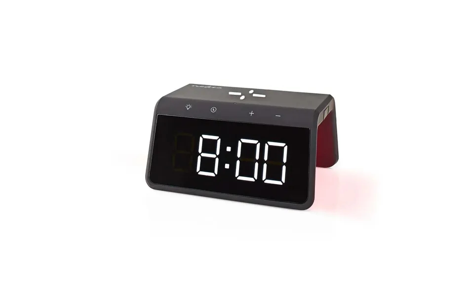 Nedis Wireless Charging Alarm Clock With Qi Certified Dock, Dual Programmable Alarms, Dimmable Backlit Display, Colour C