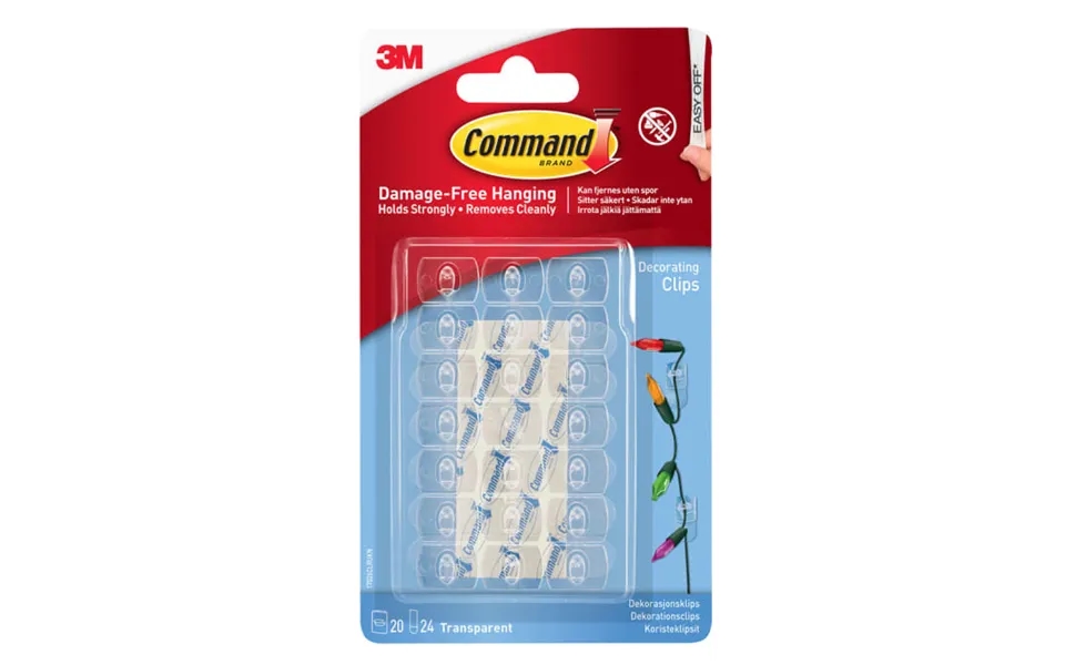 Command 17026clr Decorating Clips With Clear Strips Pack 20