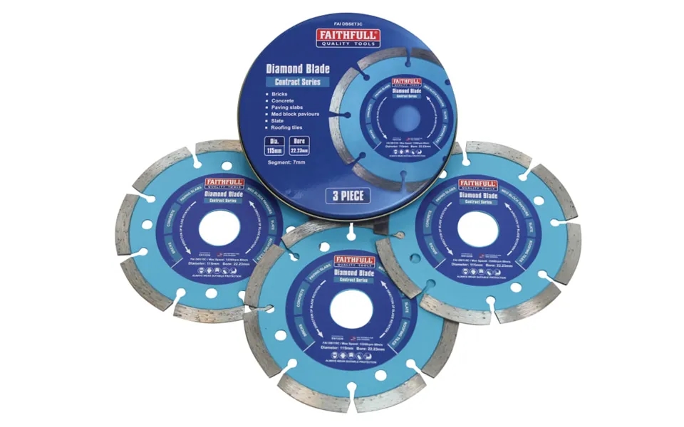 Faithfull Faidbset3c 115 X 22.2mm Diamond Blades Pack 3