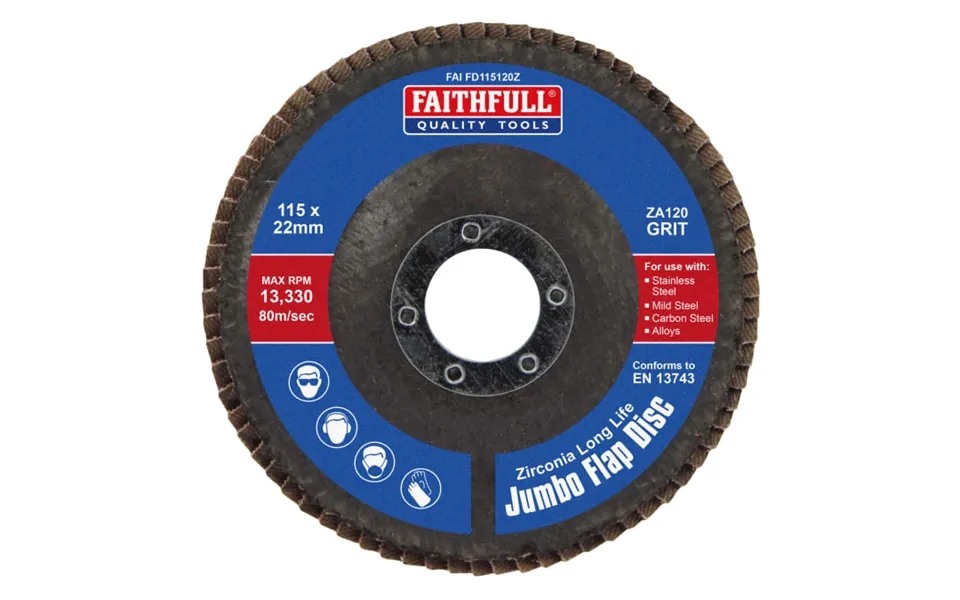Faithfull Faifd115120z 115mm X 22mm 120 Grit Zirconia Flap Disc