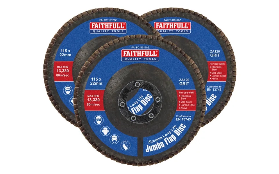 Faithfull Faifd11512z3 115 X 22mm 120 Grit Zirconia Flap Disc