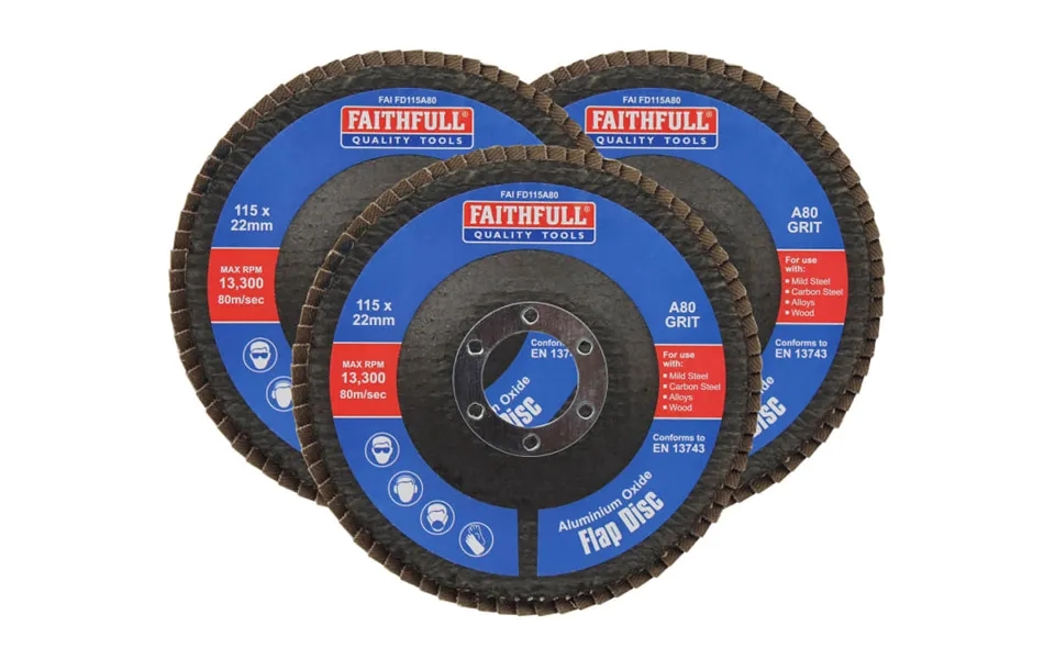 Faithfull Faifd11580a3 115mm Aluminium Oxide Flap Disc 80 Grit