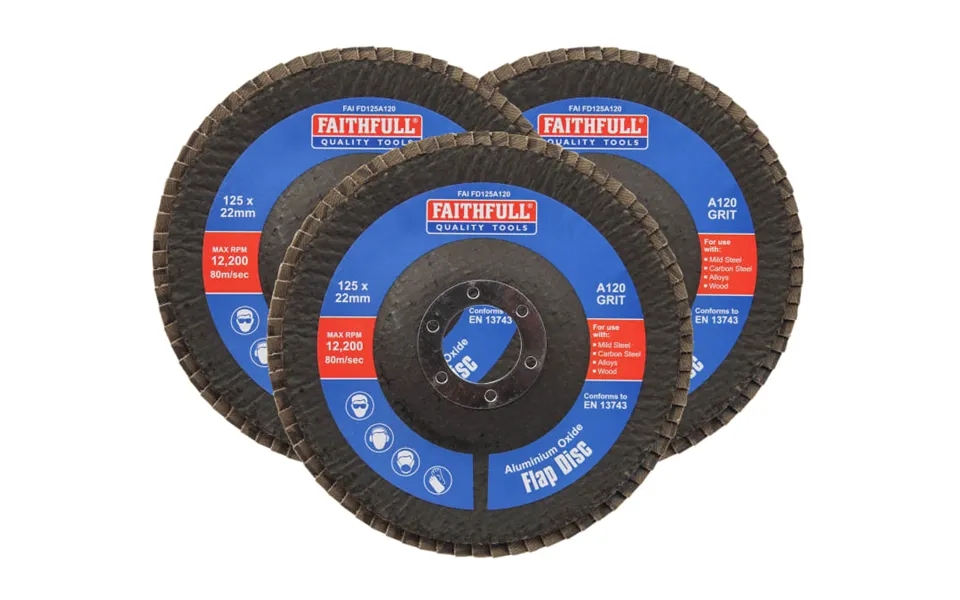 Faithfull Faifd12512a3 125mm 120 Grit Aluminium Oxide Flap Disc