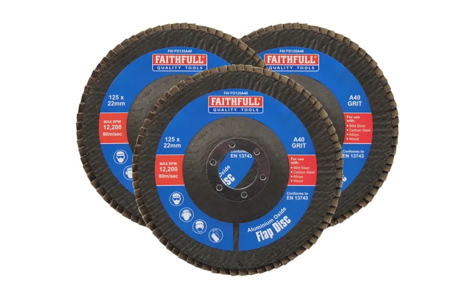 Faithfull Faifd12540a3 125mm 40 Grit Aluminium Oxide Flap Disc