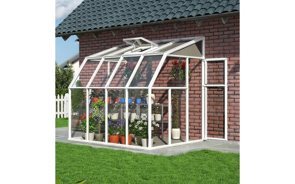 6'x8' Palram Canopia Rion White Lean To Greenhouse 1.8x2.4m